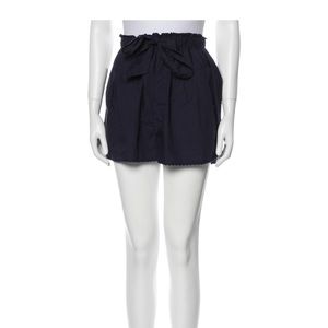 REBECCA TAYLOR Mini High-Rise Ruffle Embellishment Shorts Navy Blue Size XS